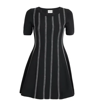 Claudie Pierlot Knitted Stripe Mini Dress In Black