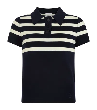 CLAUDIE PIERLOT KNITTED STRIPE POLO TOP