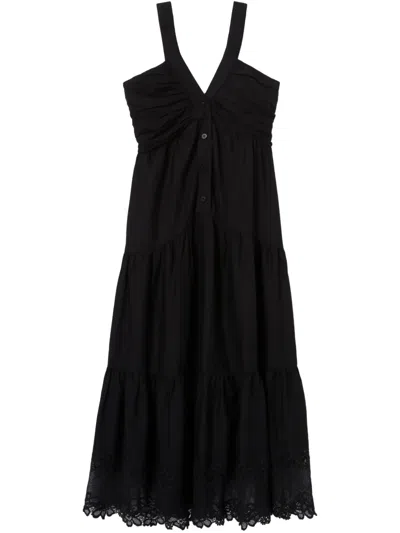 Claudie Pierlot Lace-detailing Midi Dress In Black