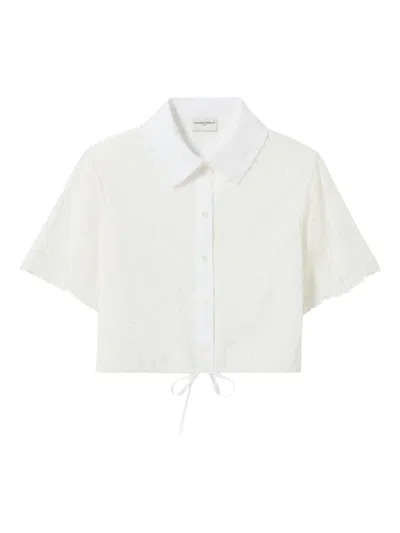 Claudie Pierlot Lace-embellishment Drawstring Shirt In White