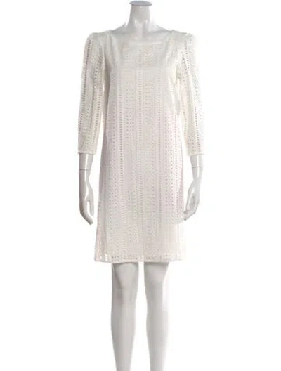 Pre-owned Claudie Pierlot Lace Pattern Knee-length Dress In White