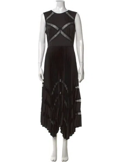 Pre-owned Claudie Pierlot Lace Pattern Midi Length Dress In Black