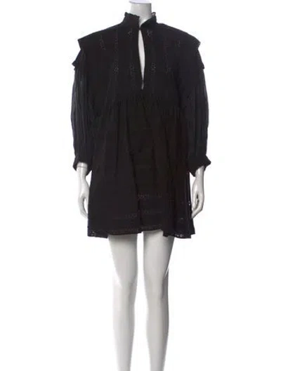 Pre-owned Claudie Pierlot Lace Pattern Mini Dress In Black