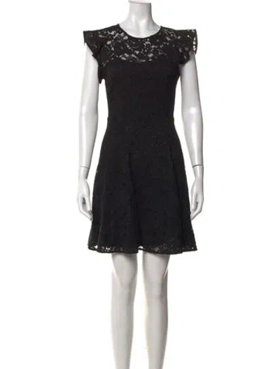 Pre-owned Claudie Pierlot Lace Pattern Mini Dress In Black
