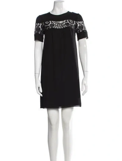 Pre-owned Claudie Pierlot Lace Pattern Mini Dress In Black