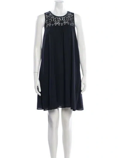Pre-owned Claudie Pierlot Lace Pattern Mini Dress In Blue