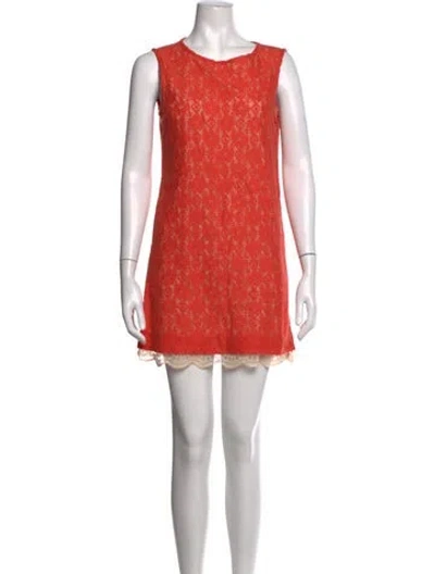 Pre-owned Claudie Pierlot Lace Pattern Mini Dress In Orange