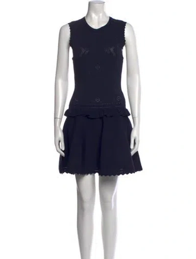 Pre-owned Claudie Pierlot Lace Pattern Mini Dress W/ Tags In Blue