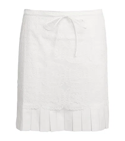Claudie Pierlot Lace Pleated Mini Skirt In White