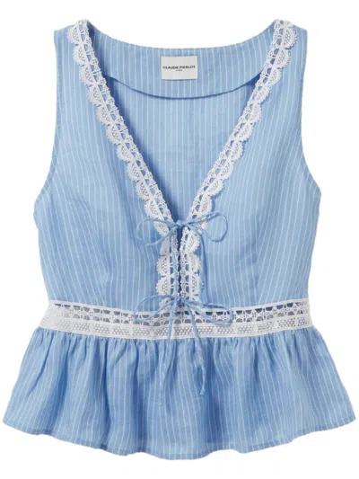 Claudie Pierlot Lace-trim Top In Blue