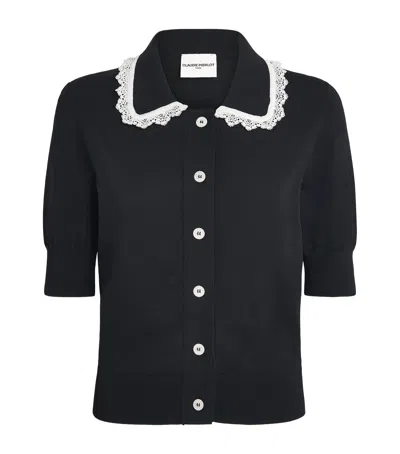 Claudie Pierlot Lace-collar Cardigan In Black