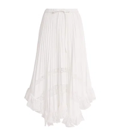 Claudie Pierlot Lace-insert Midi Skirt In White