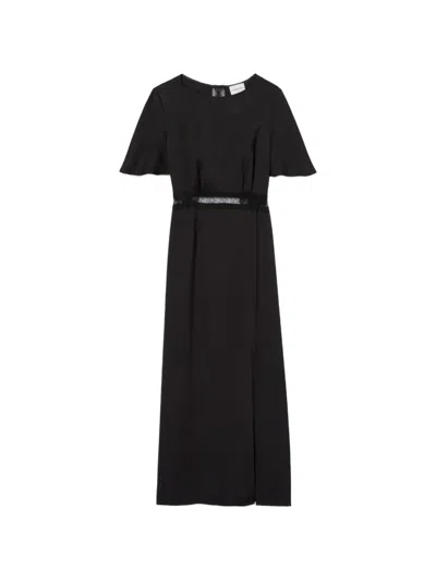 Claudie Pierlot Lace-trim Open-back Maxi Dress In Blue