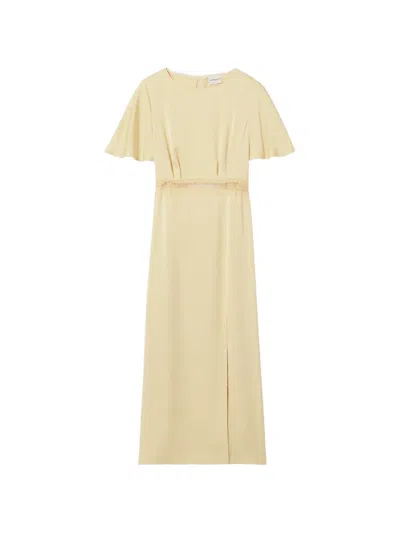 Claudie Pierlot Lace-trim Open-back Midi Dress In Yellow