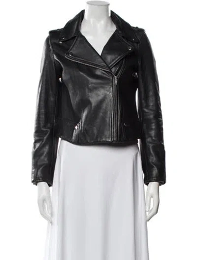 Pre-owned Claudie Pierlot Lamb Leather Biker Jacket In Black