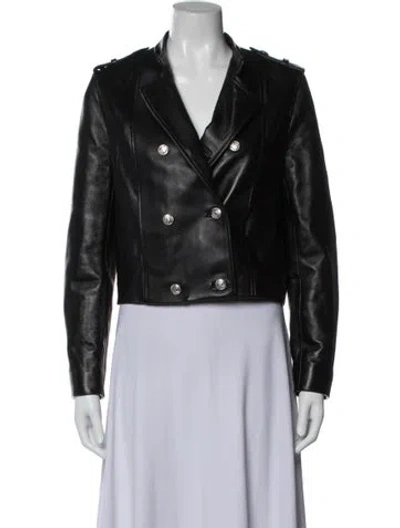 Pre-owned Claudie Pierlot Lamb Leather Biker Jacket In Black