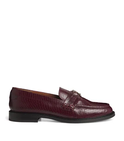 Claudie Pierlot Lambskin Snake-effect Loafers In Red