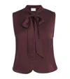 Claudie Pierlot Womens Burgundy Tie-neck Sleeveless Satin Blouse In Brown