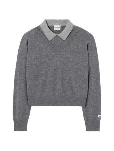 Claudie Pierlot Layered-effect V-neck Sweatshirt In Gray