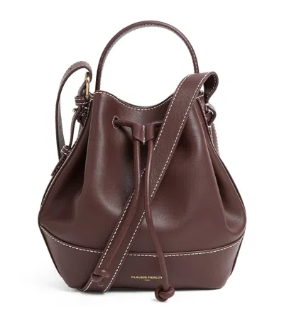 Claudie Pierlot Leather Alvan Bucket Bag In Purple