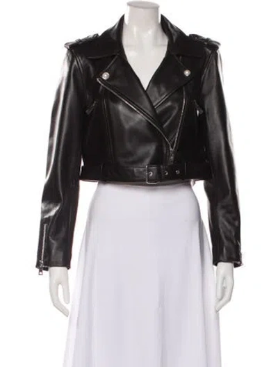 Pre-owned Claudie Pierlot Leather Biker Jacket In Black