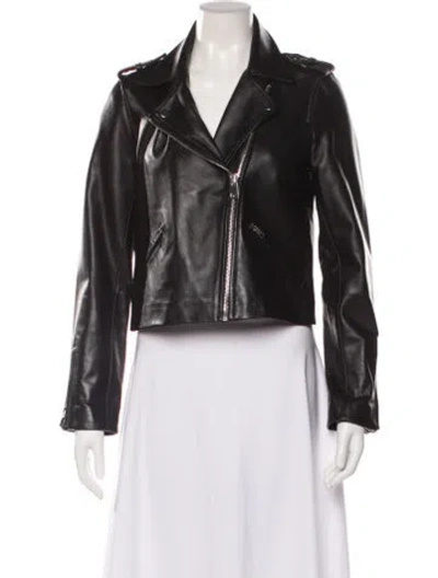 Pre-owned Claudie Pierlot Leather Biker Jacket In Black