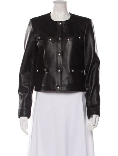 Pre-owned Claudie Pierlot Leather Biker Jacket In Black