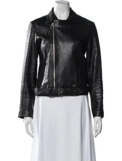 Pre-owned Claudie Pierlot Leather Biker Jacket In Black