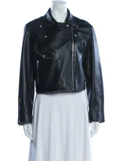 Pre-owned Claudie Pierlot Leather Biker Jacket In Black