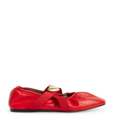 Claudie Pierlot Leather Cross-strap Ballet Flats In Red