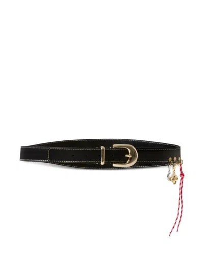 Claudie Pierlot Leather Eyelet Belt With Charms In Red