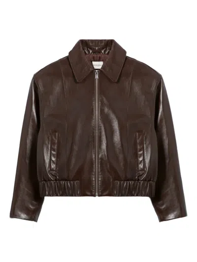 Claudie Pierlot Leather Jacket In Brown