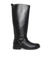 Claudie Pierlot Leather Knee-high Biker Boots In Black