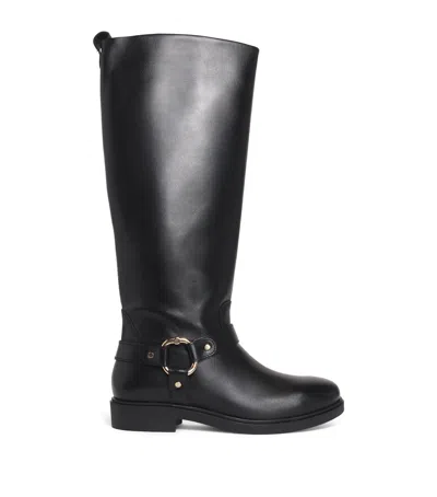 Claudie Pierlot Leather Knee-high Biker Boots In Black