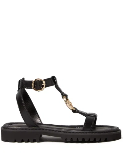 Claudie Pierlot Leather Sandals In Noir / Gris