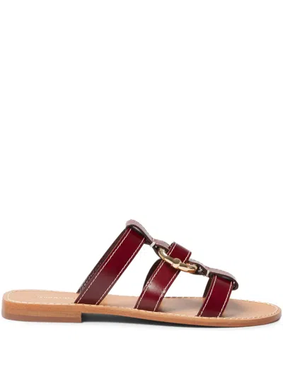 Claudie Pierlot Leather Slides In Rouges