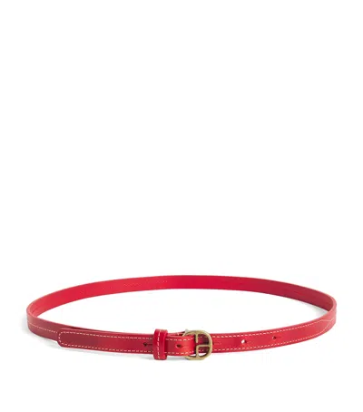 Claudie Pierlot Leather Topstitched Belt In Red