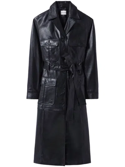 Claudie Pierlot Leather Trench Coat In Black