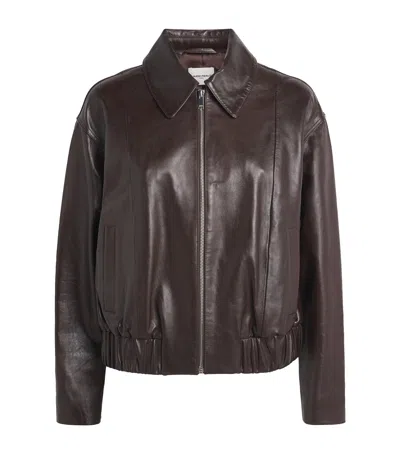 Claudie Pierlot Womens Brown Collared Zip-up Leather Jacket
