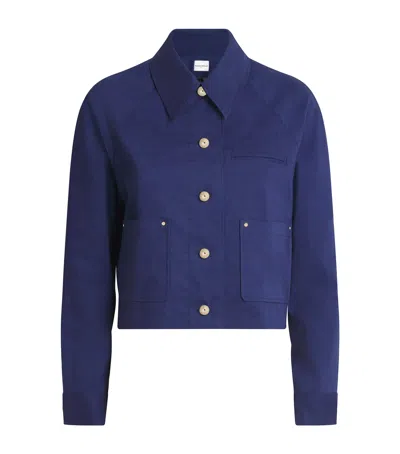 Claudie Pierlot Linen-blend Violette Jacket In Bleus