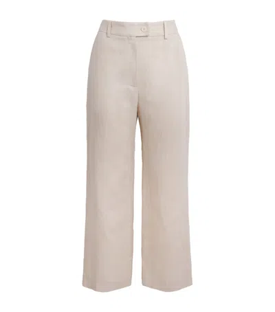 Claudie Pierlot Linen Cropped Trousers In White