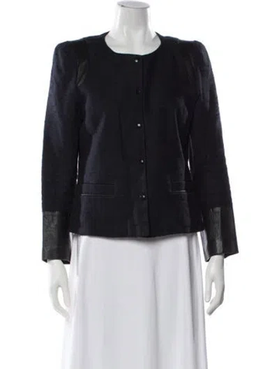 Pre-owned Claudie Pierlot Linen Evening Jacket In Blue