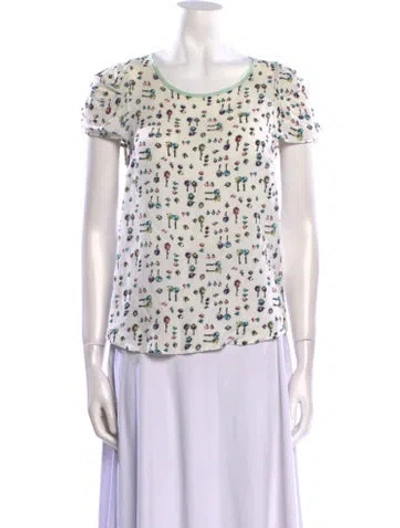Pre-owned Claudie Pierlot Linen Printed T-shirt In White
