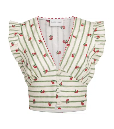 Claudie Pierlot Linen Ruffle-trim Top