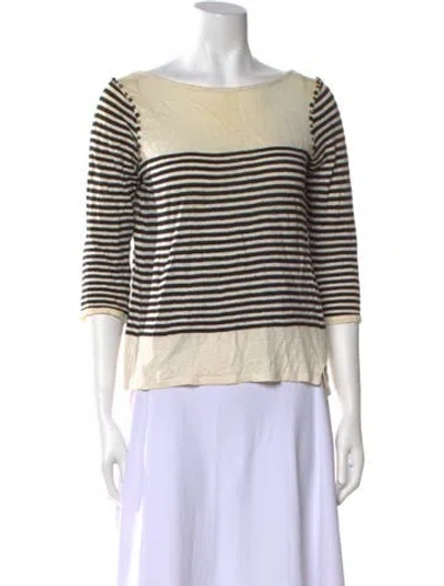 Pre-owned Claudie Pierlot Linen Striped Sweater In Neutral