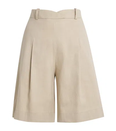 Claudie Pierlot Linen-blend Wide-leg Bermuda Shorts In Metallic