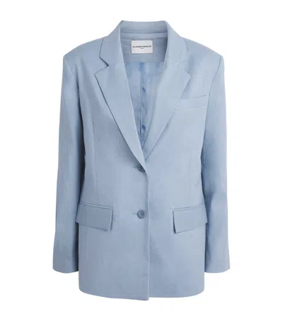 Claudie Pierlot Linen-cotton Straight Blazer In Blue