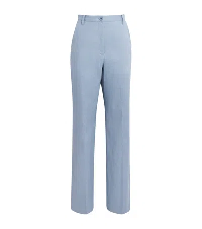 Claudie Pierlot Linen-cotton Straight Trousers In Blue