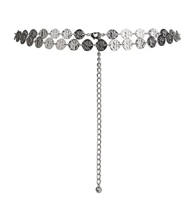 Claudie Pierlot Logo Embossed Chain Belt In Silver