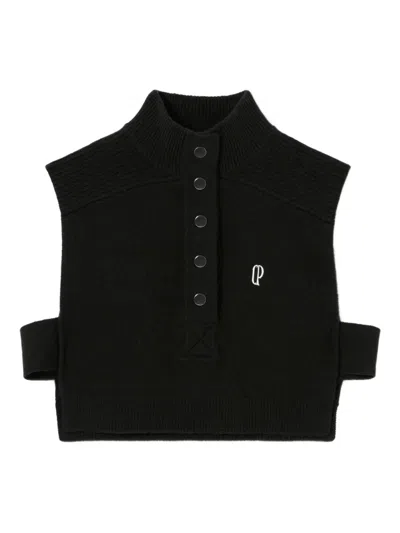 Claudie Pierlot Logo-embroidered Knitted Vest In Black